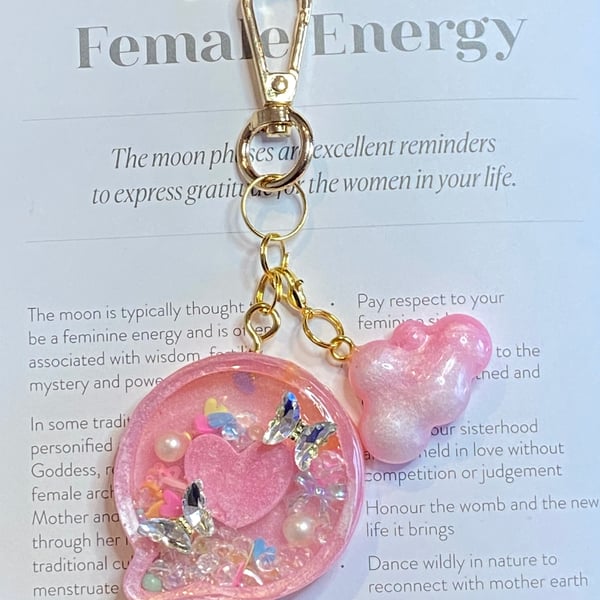 Handmade Shaker Keychain - 'Love Bubble' with Detachable Cloud charm