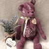 Hand Embroidered Artist Bear, Hand dyed unique collectable bear by Bearlescent