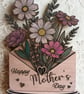 Handpainted Wooden Flower Envelope - 3D Laser-Cut Bouquet Gift for Mum
