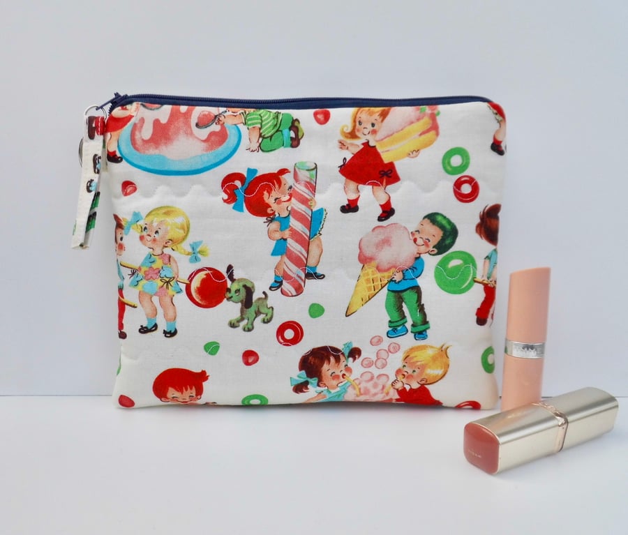 Make up bag large size children in sweet shop candy store 
