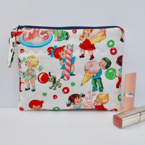 Make up bag large size children in sweet shop candy store 