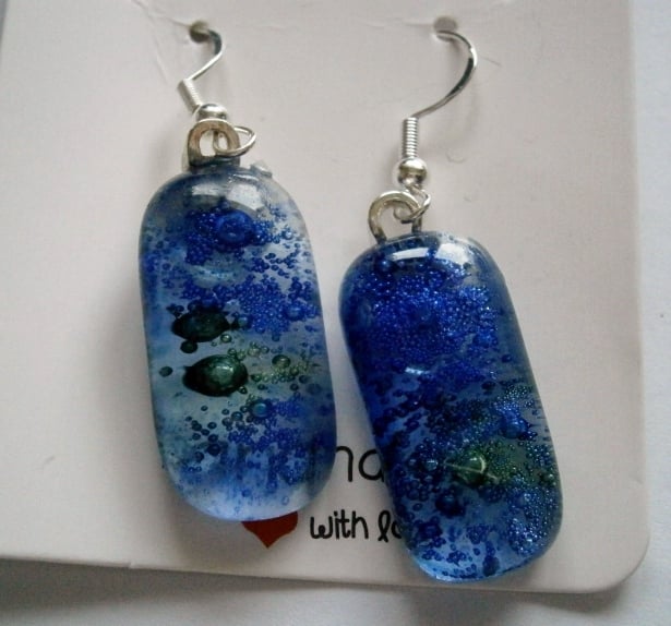 Hand crafted Fused glass Bubbly earrings