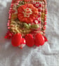 Orangle floral, Slow-stitched and beaded brooch. - Image 10