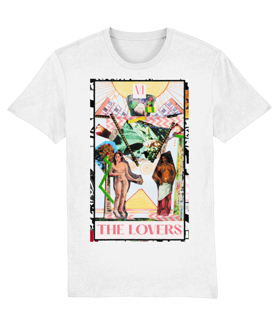 The Lovers Tarot card collage T-shirt - white