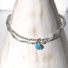 Blue as the Ocean - Sterling Silver & Turquoise beaded  bracelet stack
