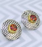 Handmade Zigzag ear studs, sterling silver with green Spinel gemstones. - Image 7