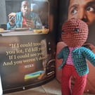 Handmade crochet Mike Cooper.  BBC Ghosts.