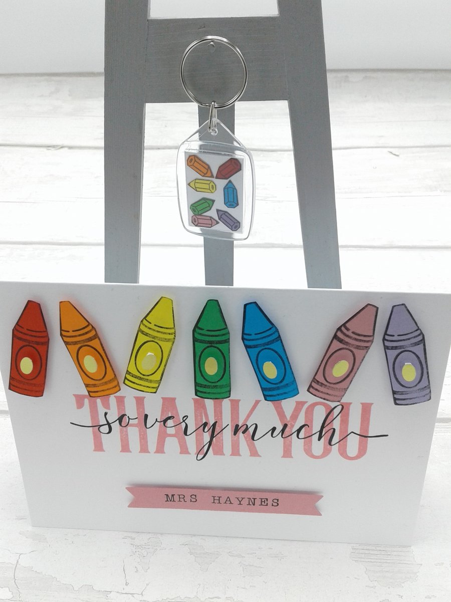 Teacher thank you card and gift set. Personalised. 