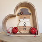 Unique hand painted wooden snowman decoration