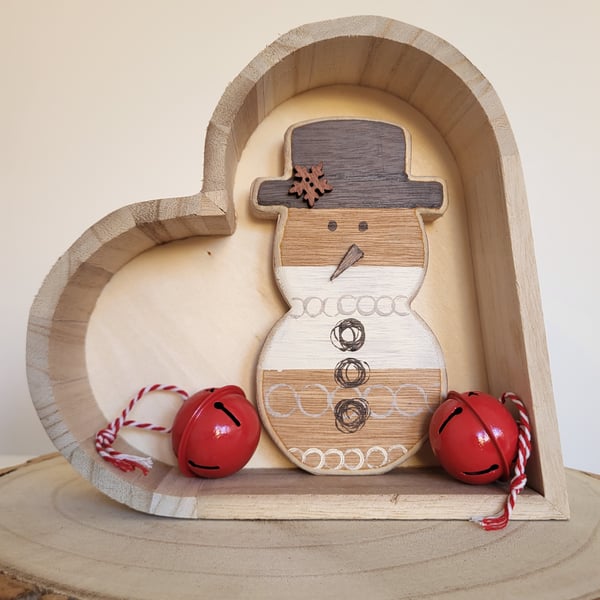 Unique hand painted wooden snowman decoration