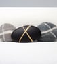 Black Pebble brooch with gold lines, nature inspired, designer jewellery  - Image 7