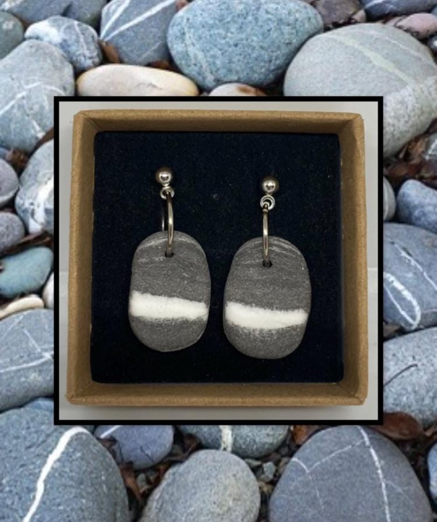 Beach stone lightweight clay earrings
