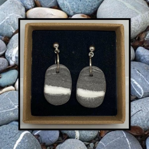 Beach stone lightweight clay earrings