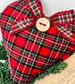 TARTAN CHRISTMAS HEART DECORATION - red tartan fabric heart - Image 3
