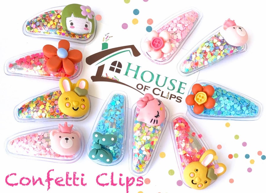Confetti Shake Clips - Fun Hair Clips - Sparkle Hair Clips - Pretty Hair Clips -