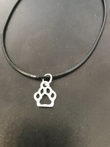 paw print  charm pendant on a 18" leather cord necklace