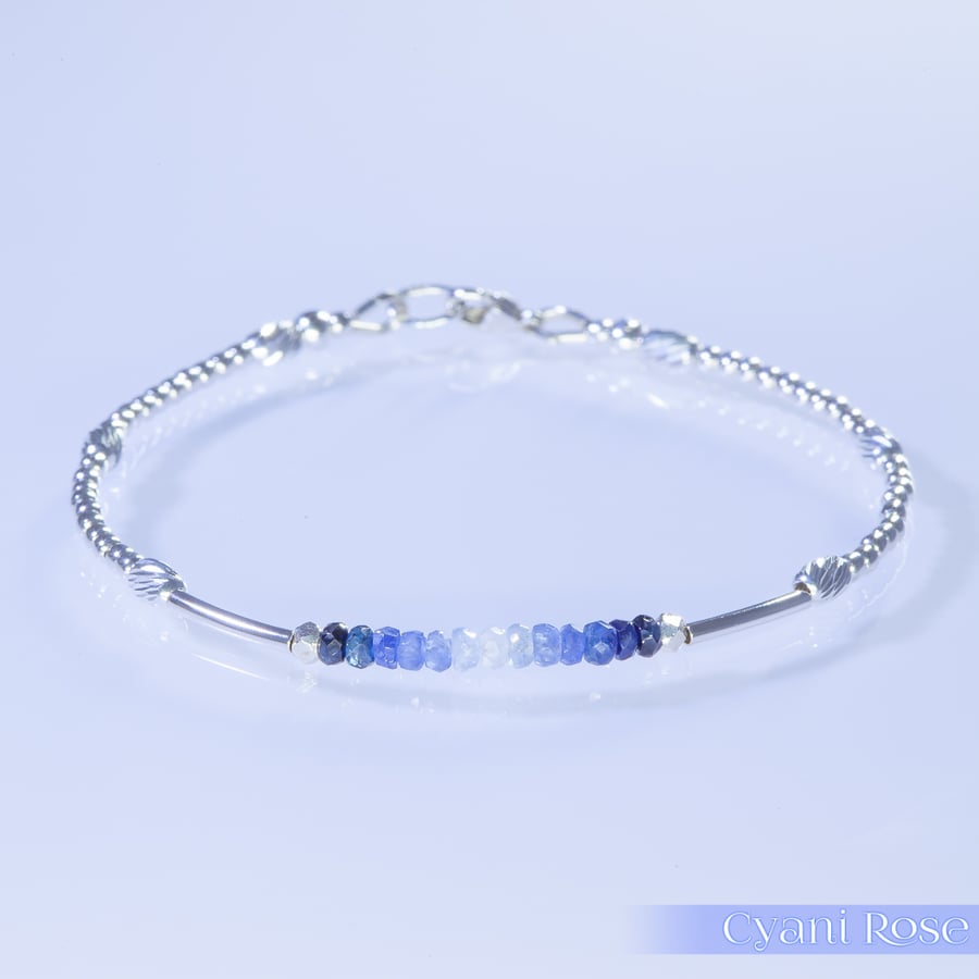 Sapphire Sterling Silver unique petite handmade bracelet