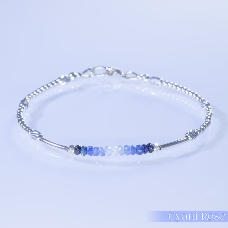 Sapphire Sterling Silver unique petite handmade bracelet