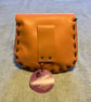 Peach Coloured Leather Medieval Style Pouch with Fleur de Lis Closure - Image 5