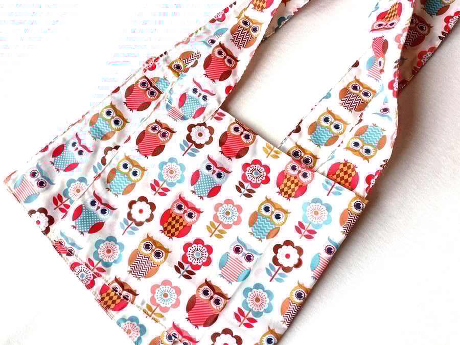 FOLK OWLS theme, multicoloured, small lined shoulder bags