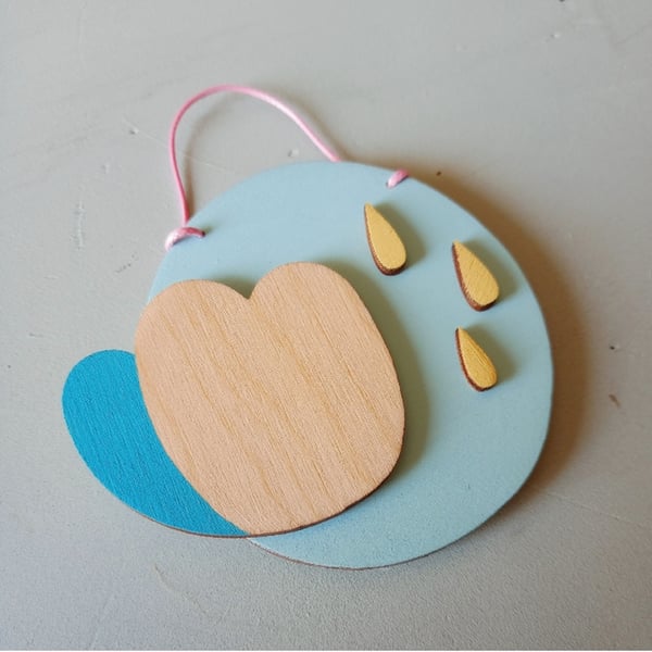 Wooden Hanging Decoration, Abstract Decoration, Pastel Decoration