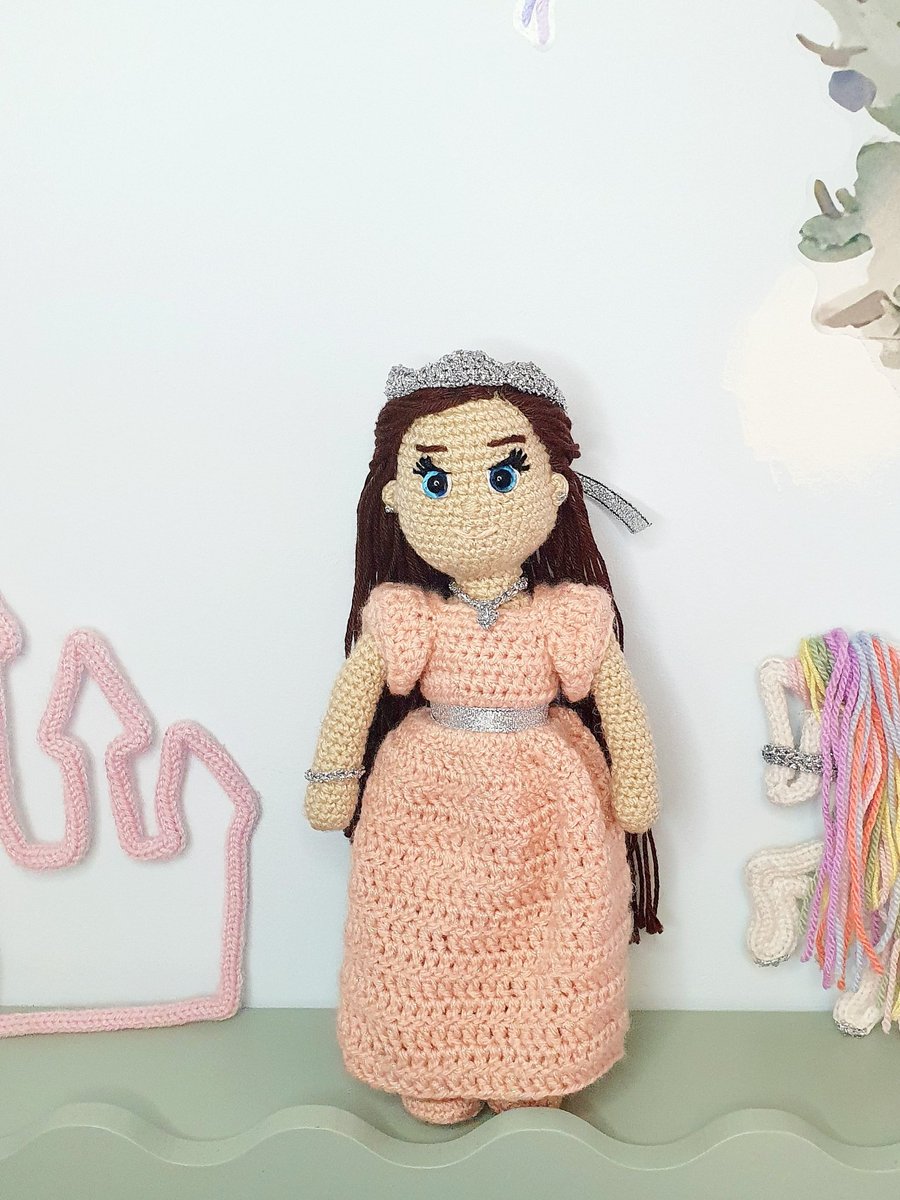 Princess Handmade Heirloom Crochet Doll, Amigurumi Collectors, Room Decor