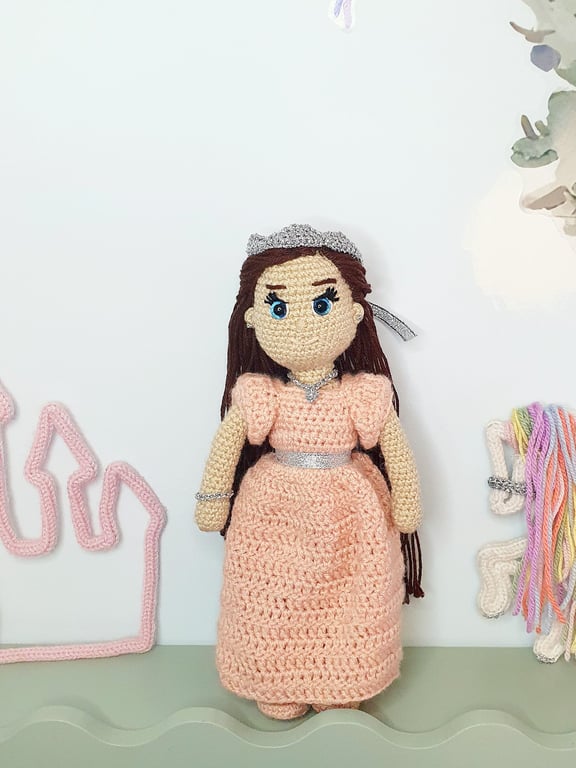 Princess Handmade Heirloom Crochet Doll, Amigurumi Collectors, Room Decor