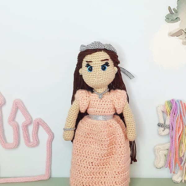 Princess Handmade Heirloom Crochet Doll, Amigurumi Collectors, Room Decor