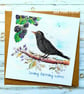 Birthday Card - blackbird and blackberries, original artwork, nature - Image 5