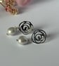Baroque Freshwater Cultured Pearls on a Rose Bail Stud - Image 3