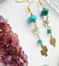 Cactus Earrings, Crystal gold earrings, urquoise, Prehnite, Amazonite Earrings, - Image 5