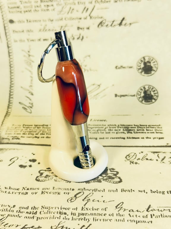 Chrome, red & black Whistle Keyring