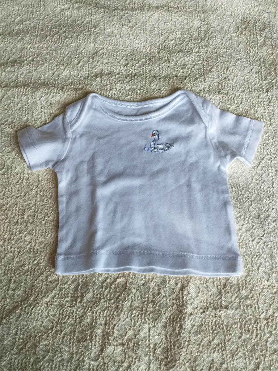Swan, Vest, age 0-3 months, hand embroidered, SALE