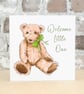 New Baby Card Teddy Green