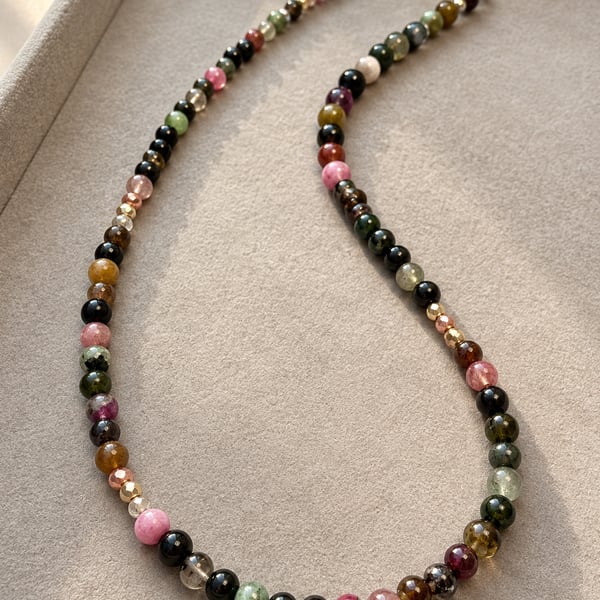 Handmade Natural Tourmaline Choker – October Birthstone