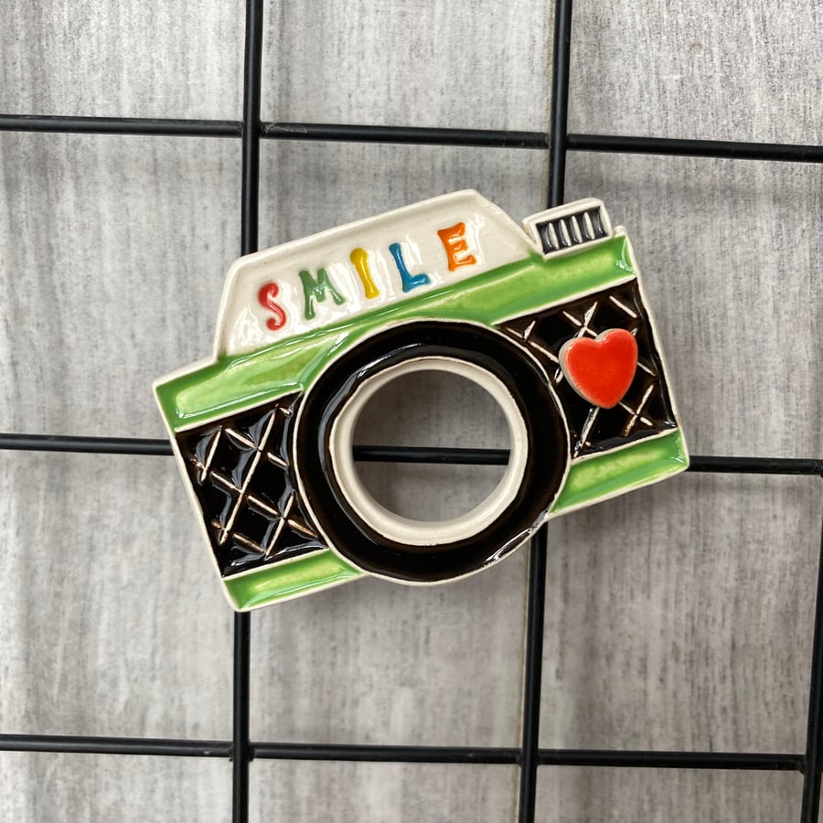Ceramic camera magnet open lens green