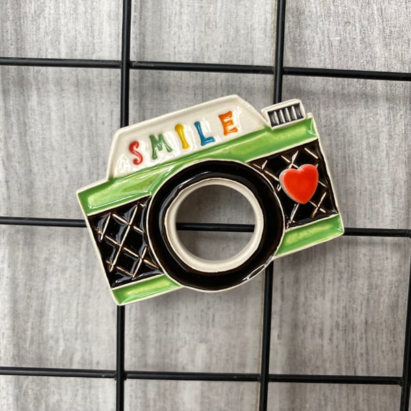 Ceramic camera magnet open lens green