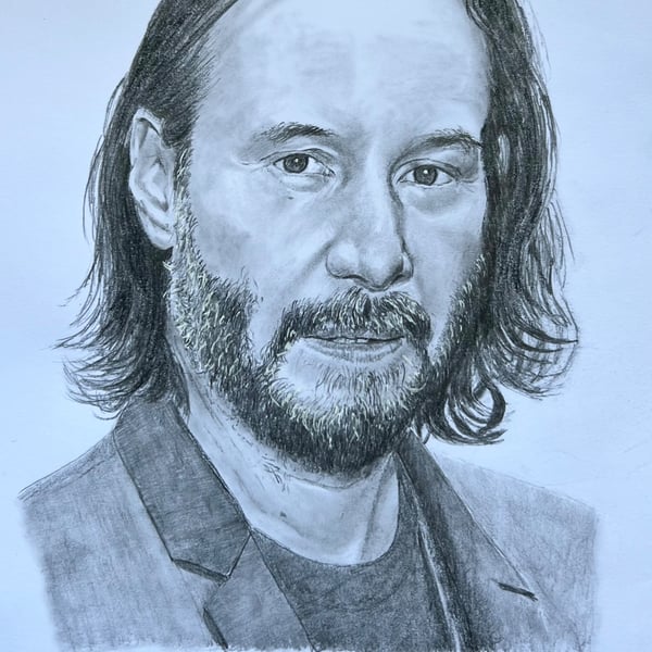 Original framed A3 portrait of Keanu Reeves 