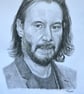 Original framed A3 portrait of Keanu Reeves 