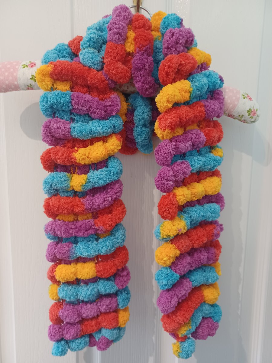 Bright Multicoloured Furry Scarf