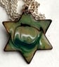six point star scrolled red-brown, white and dark green over pale green - Image 1