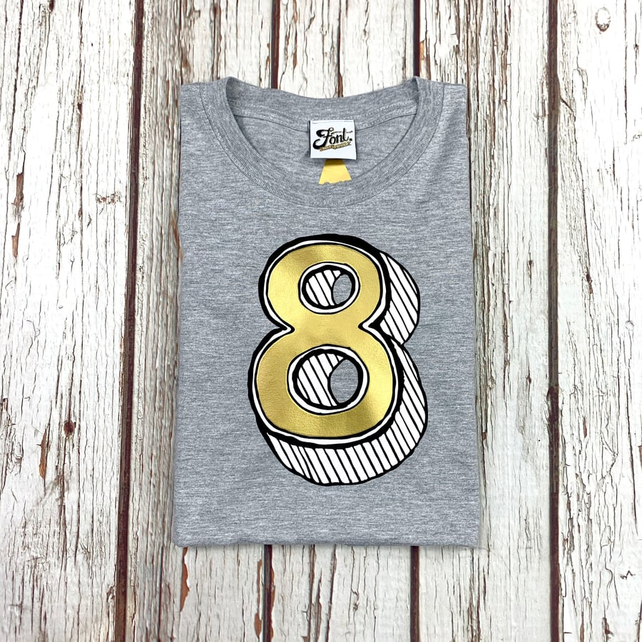 8 birthday shirt, 8th Birthday outfit, 8 year old girl boy Number eight T-Shirt
