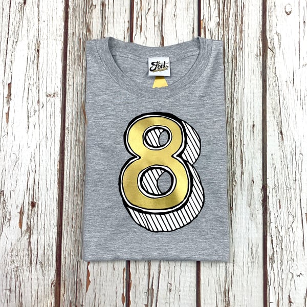 8 birthday shirt, 8th Birthday outfit, 8 year old girl boy Number eight T-Shirt-