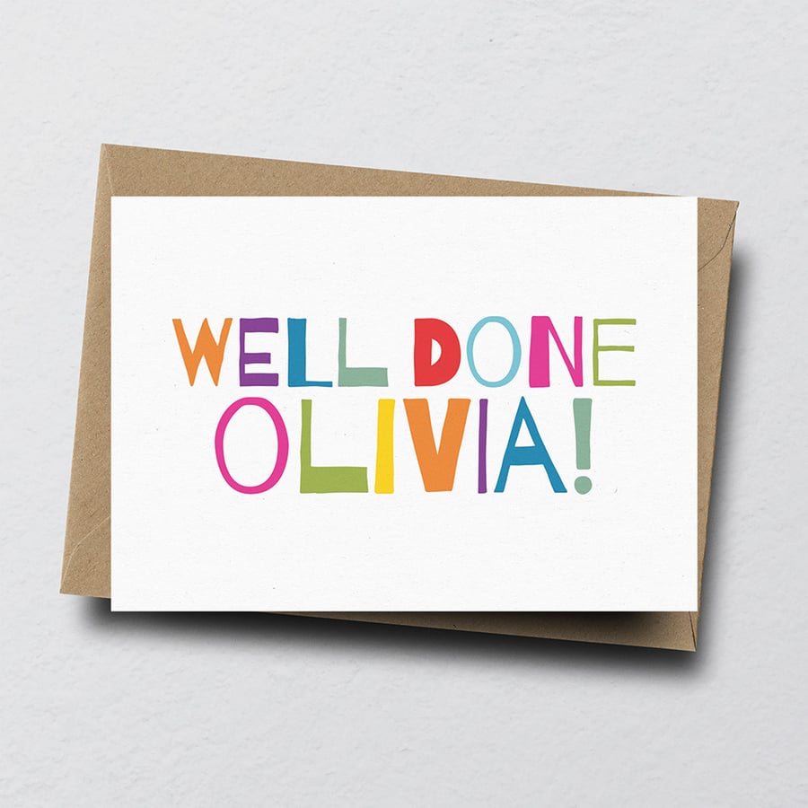 Well Done - Personalised Congratulations Greeting Card