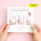 Personalised Girls First Birthday Card 1st Birthday Card Custom Age & Name