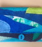  Envelope clutch in shades of blue and green, hand embroidered  - Image 1