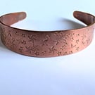 Copper Hand Stamped Starry Cuff 