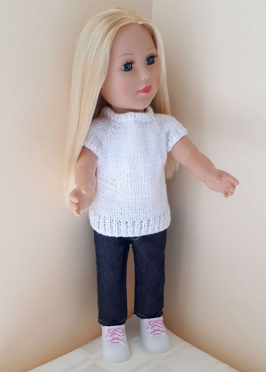 KNITTING PATTERN PDF White T Shirt for Doll