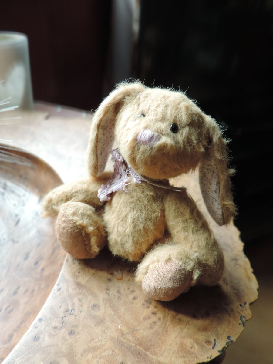 Tiny Hand Sewn Collectable Bunny 3.5" tall    