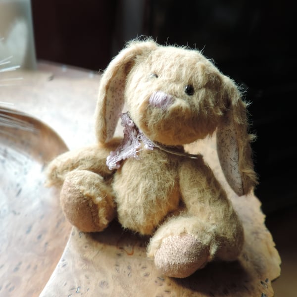 Tiny Hand Sewn Collectable Bunny 3.5" tall    